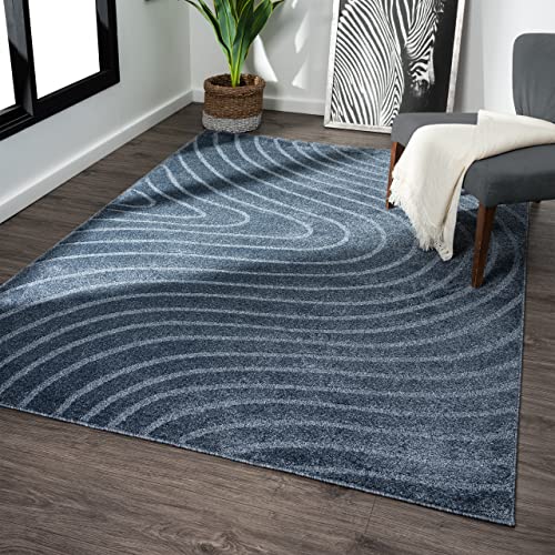 LUXE WEAVERS Modern Geometric Wave Cream 5x7 Area Rug