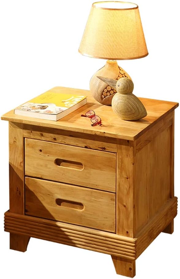 Side Table, Warm Brown Drawer Cabinet, Solid Cedar Bedroom Bedside Table 2 Drawer Living Room/Balcony End Accent Table