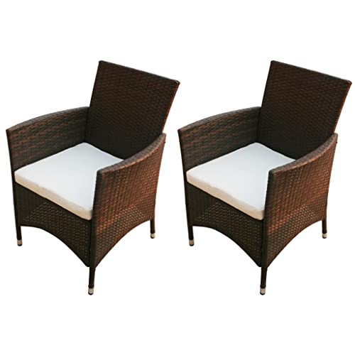 Patio Chairs,Outdoor Furniture Leisure Chairs Pool Chairs Sun Lounger Beach Chairs Suitable for Outdoor, Garden, Balcony and Campsites 2 pcs Poly Rattan Brown