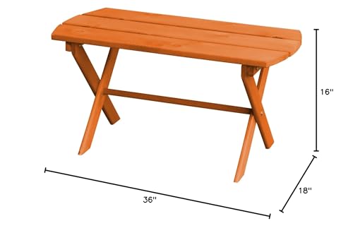 Amish-Made 36 Inch Redwood Stained Cedar Wood Coffee Table, Folding