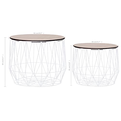 vidaXL 2 pcs Coffee Tables in Modern Scandinavian Style - Multifunctional Basket Design Black Metal & Plywood Tables for Living Room