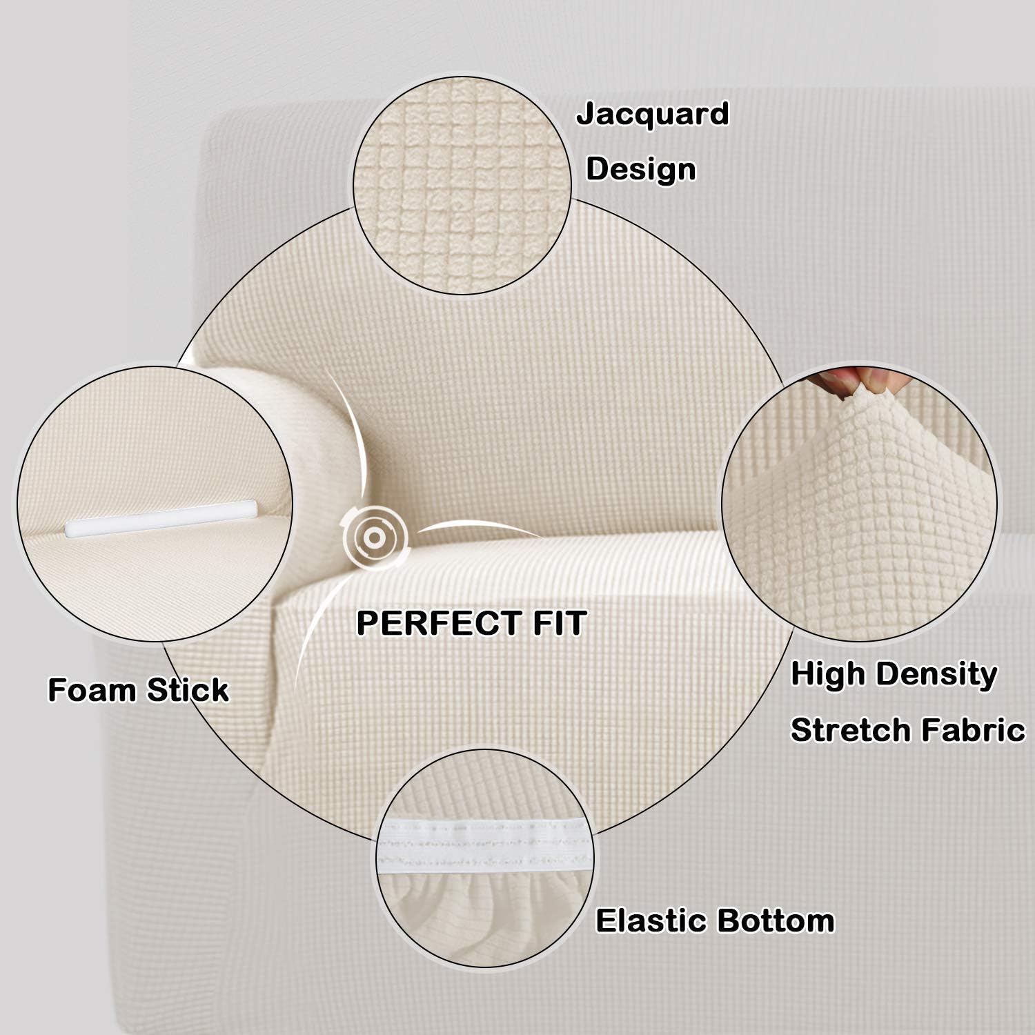 Turquoize Sofa Slipcover Bundle with Loveseat Cover Couch Covers 1 Piece Sofa Covers for 3 Cushion Couch Furniture Protector Natural