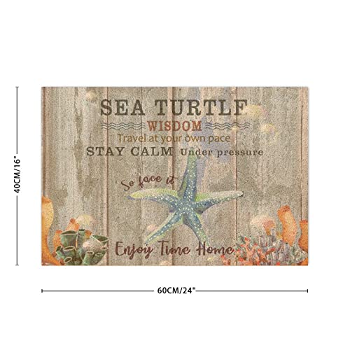 Nautical Beach Ocean Theme Underwater Octopus Coir Fiber Welcome Door Mat 24x36in Beach Coastal Tropical Theme Outdoor Welcome Mat Personalized Doormat for Front Porch Indoor Home Decor