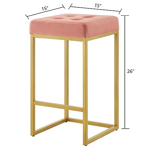 24KF Contemporary Counter Height Bar Stool Set of 2 for Kitchen Island, 26