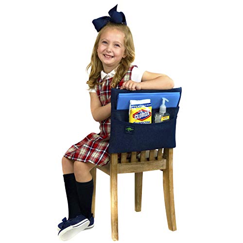 Aussie Pouch Chair Pocket, Double Pockets, 15 Inches, Medium, Navy Trim