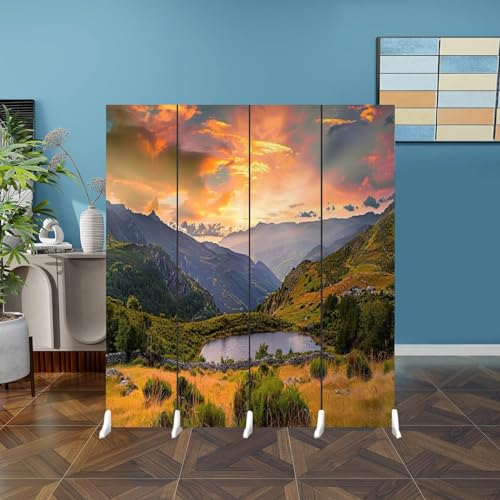 Folding Room Divider Wall Privacy Screen fumotoppara Camp site Japan Portable Partition Room Separator Panel for Home Office Bedroom 4 Panel