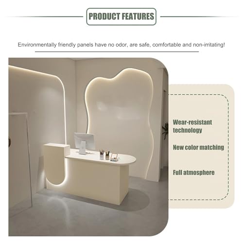 Small Reception Desk with Counter, Front Desk Reception Counter, Modern Counter Table Reception Room Table Office Front Desk for Checkout Lobby, Salon, Store Shop, Beauty Salon(Natural,90*60*100cm)