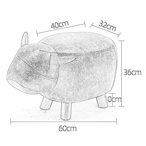 Footstool Animal Ottoman Footstools and Pouffes,Low Pouffe Sofa Stool with Wooden Leg/Leatherette for Kids and Adult,A,Cow