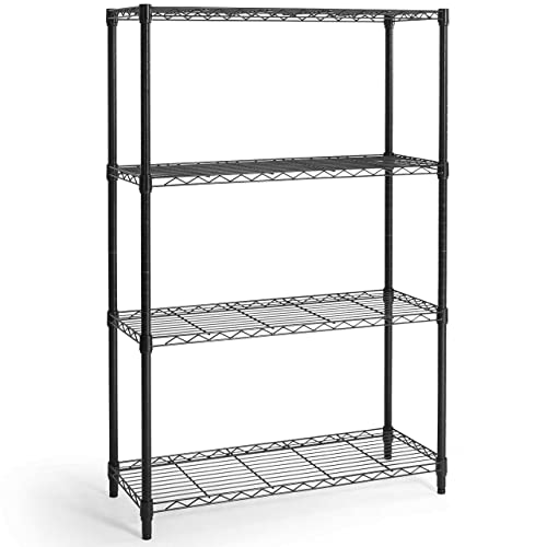 CAPHAUS 4-Tier Adjustable Height Wire Shelving Unit, Wire Rack Shelving, Metal Steel Storage Shelves, Garage Shelving Storage Organizer, Utility Storage Shelf, without Wheels, Black
