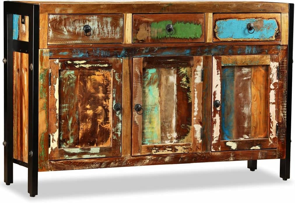 Sideboard with 3 compartments and 3 Drawers,Storage Console,Storage Cabinet,Buffet Table,Kitchen Islands,Console Table,Couch Table,Entry Table,Solid Reclaimed Wood 47.2