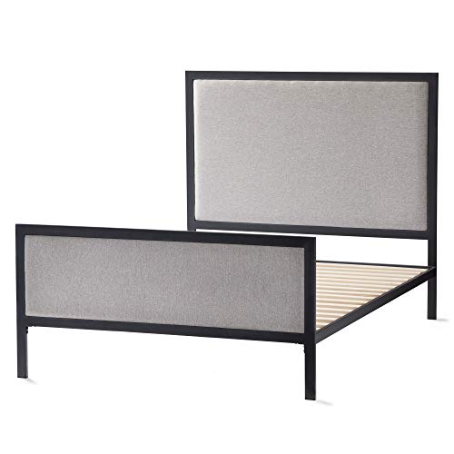 MALOUF Furniture Designer Clarke Bed Set–Includes a Headboard and Base –All Steel Construction–Available in 5 Colors Platform, Cal King, Stone