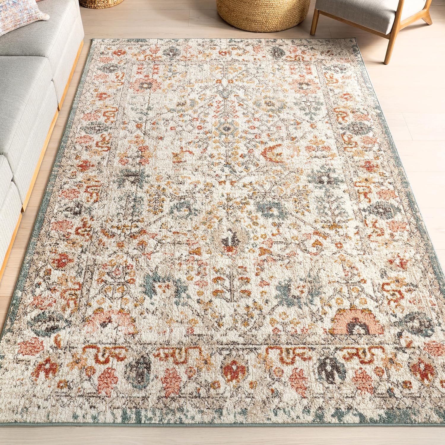 nuLOOM Lenore Vintage Floral Area Rug - 3x5 Accent Rug Transitional Beige/Multicolor Rugs for Living Room, Bedroom, Dining Room, Hallway, Kitchen