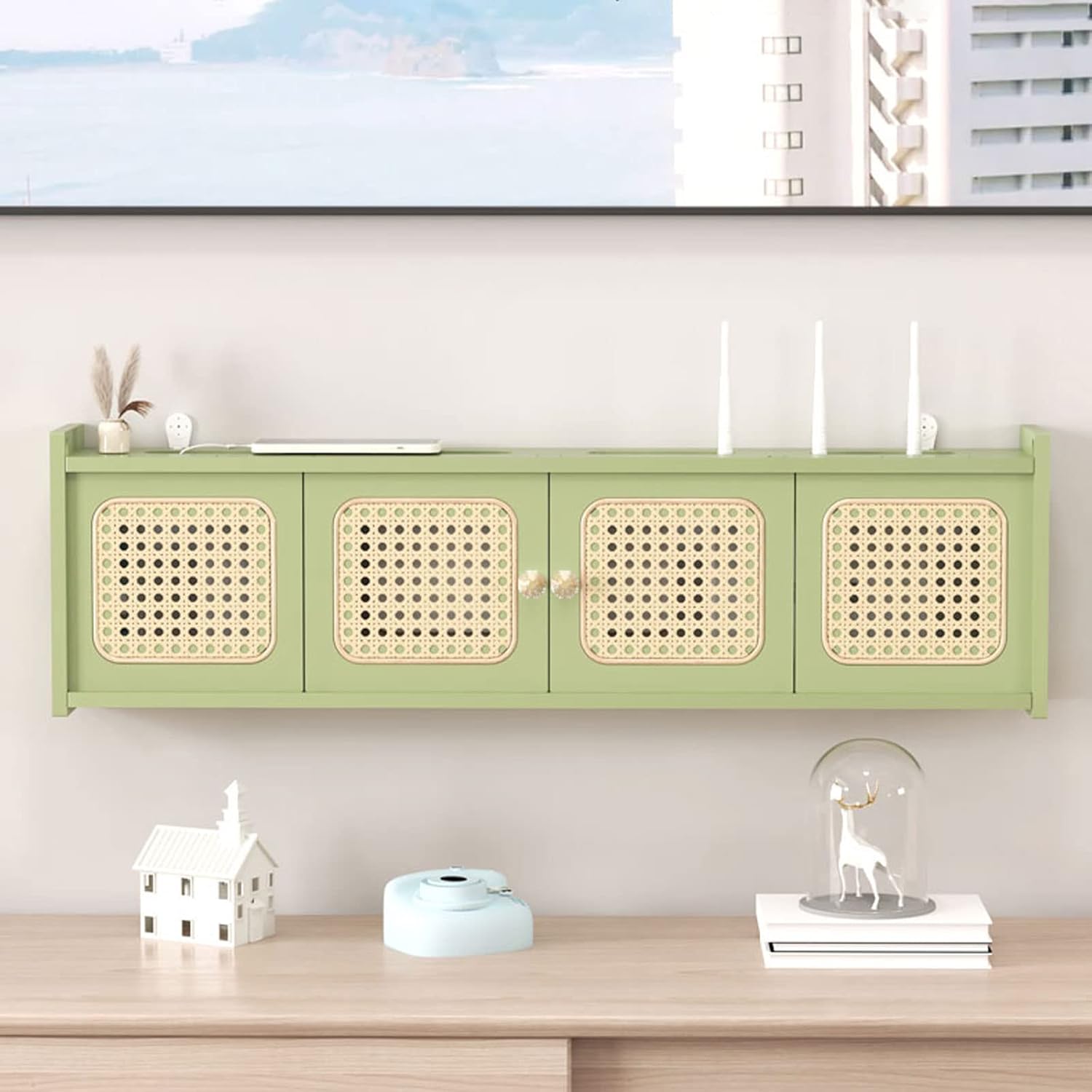 Wall Shelf Floating Shelf Wall Mounted TV Cabinet Set-top Box Router Sky Box TV Stands Multimedia Console Decoration Shelves TV Unit Small Shelf Wall Multimedia Power Socket Shelter Box TV Bracket