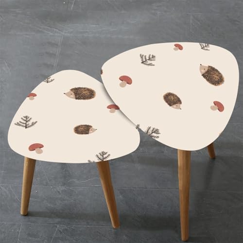 Triangle Nesting Coffee Table Set of 2 Forest Christmas fir trees silhouette Coniferous spruce panorama Park Modern Minimalist Side Table Small End Table Leisure Tea Table Living room Bedroom Office