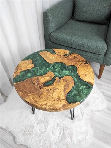 Large Indoor Epoxy Round Table Green River Table Resin Coffee Table Acacia Wood Table Living Room for 2, 4, 6, 8 Side/End Table Patio Table Bar Counter Home Decor (18