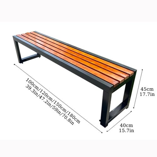 Outdoor Bench Seat - Backless Patio Garden Benches Chair , with Metal Frame and Corrosion-Resistant Solid Wood Porch Seats, Perfect for Backyard, Deck, Lawn, Poolside, laundry locker room Furniture (