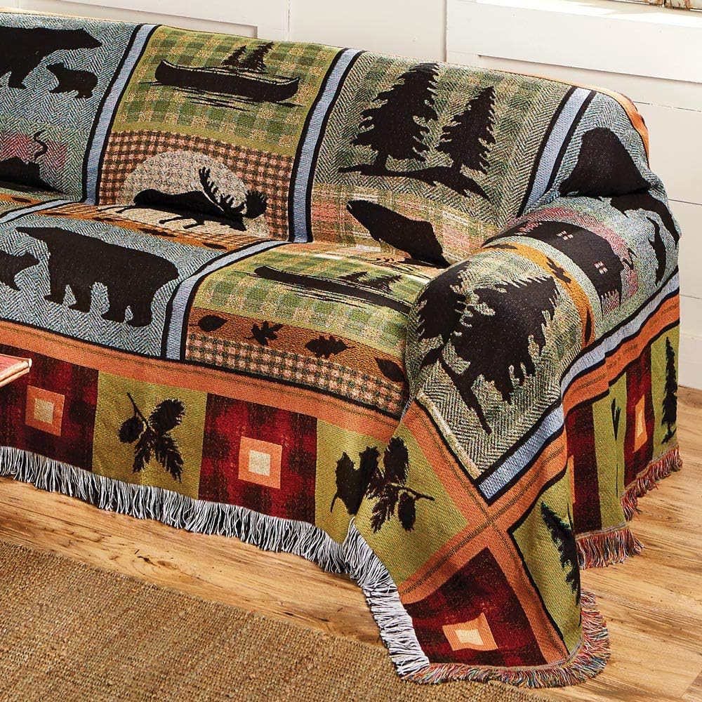Black Forest Décor Moose & Bear Lake Tapestry Chair Cover