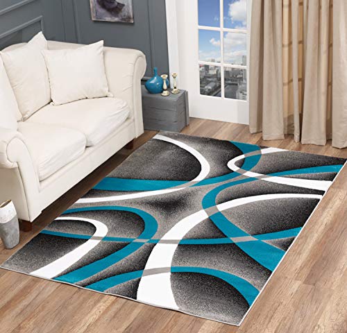 GLORY RUGS Modern Area Rug 4x6 Purple Swirls Carpet Bedroom Living Room Contemporary Dining Accent Sevilla Collection 4816A (Grey Purple)