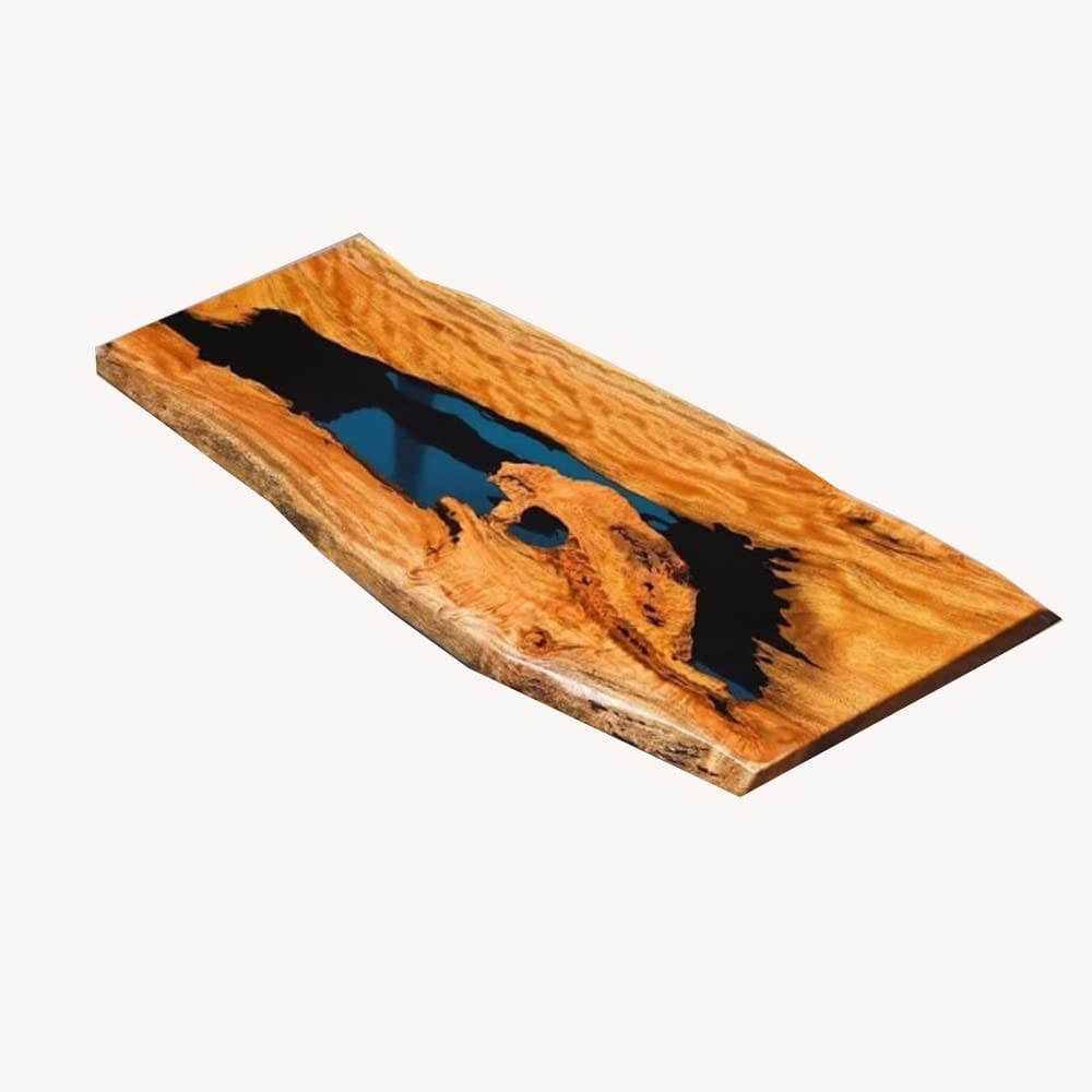 Live Edge Blue Epoxy Resin River Table top, Outdoor Decor, Loved Ones Gifts, Handmade Designer Unique Gifts, Mid Century Modern, Decor