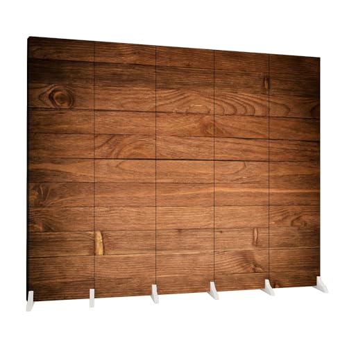 5 Panels Screen Room Divider Wood Texture Plank Grain Wooden Desk Table Floor Old Striped Timber Canvas Screen Indoor Folding Separator Freestanding Protective Wall Divider Privacy Partition