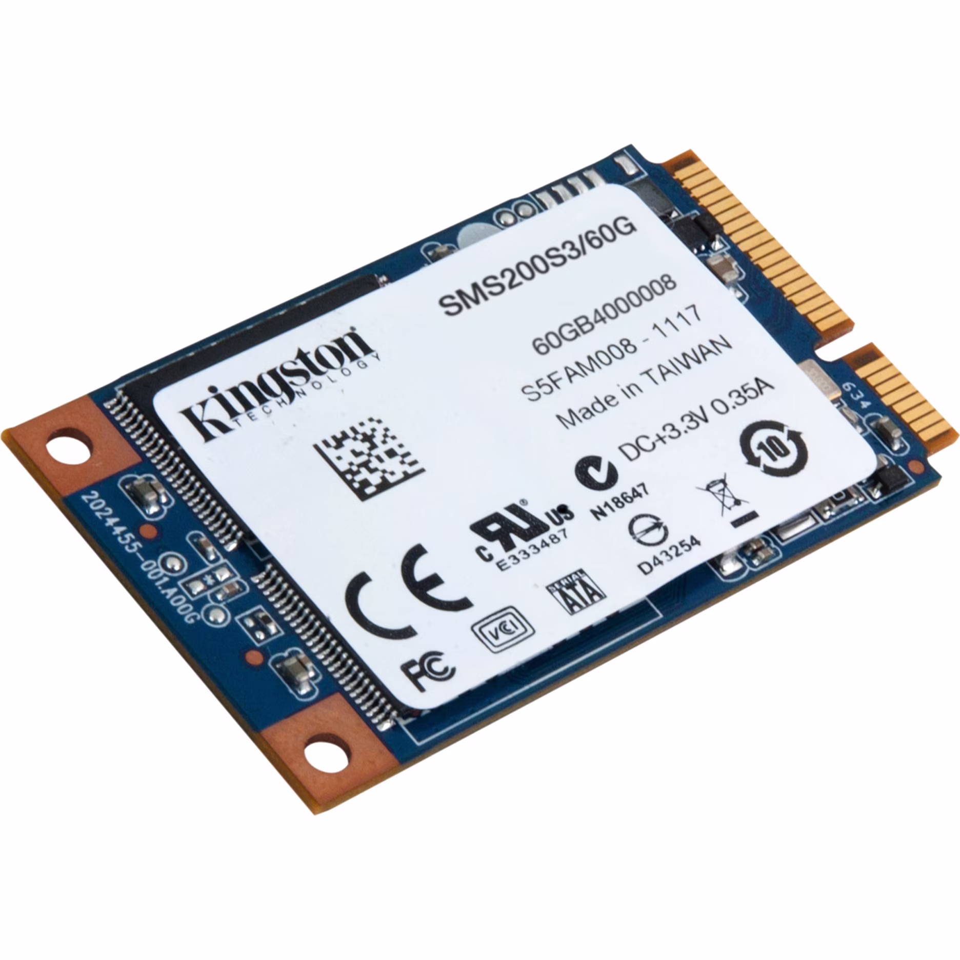 Kingston SSDNow mS200 30 GB Solid State Drive, Internal, mini-SATA (SATA/600), Black, Blue