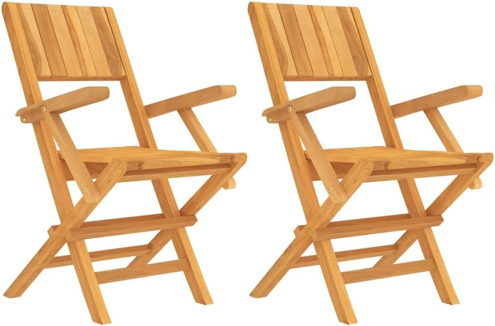 Set of 2 Premium Folding Patio Chairs - Solid Wood Teak Construction, 21.7x24x35.4 - Durable Outdoor Seating for Garden, Deck, or Backyard - Weather-Resistant and Space-Saving Design