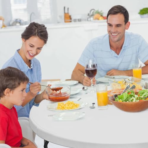 Round Folding Table 4.5 Foot 53” Bi-Folding Card Table Indoor Outdoor Plastic Dining Tables Portable Commercial Tables Heavy Duty Utility Table for Camping Picnic Party Events White