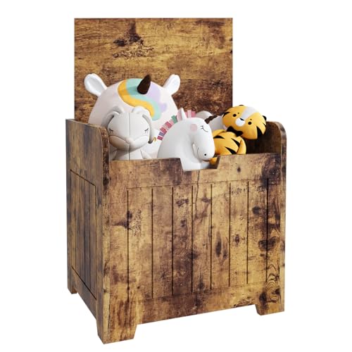 Kids Storage Chests & Trunks,Small Box Cube Toy Storage Organizer Black,Wooden Entryway Storage Bin For Home Books Clothes Toy,Small Square Nightstand ForPlayroom,Bedroom(15.4x11.8x15.3inches)