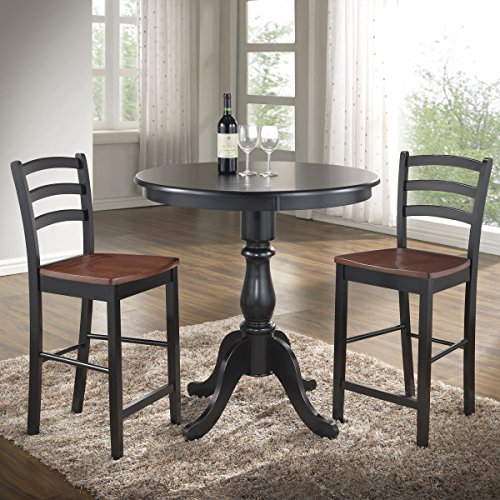 Carolina Chair and Table Hamilton Round Pedestal Bar Table, Antique Black, 36-Inch