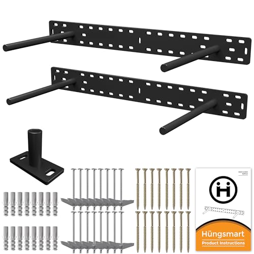 Set of 2 Floating Shelf Brackets 38 inch Multiple Mounting Location Hit 3 Studs Heavy Duty Perfect Bracket for Long Shelf/ Hidden Wall Shelves Support Hardware Kitchen/Living Room/Office (8 inch Rods)