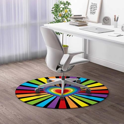 Round Rug 39 in Farm House Decor Rolling Chair Mat Green White Under Desk Low-Pile Rug Office Chair Mat Protector for Carpeted Floors