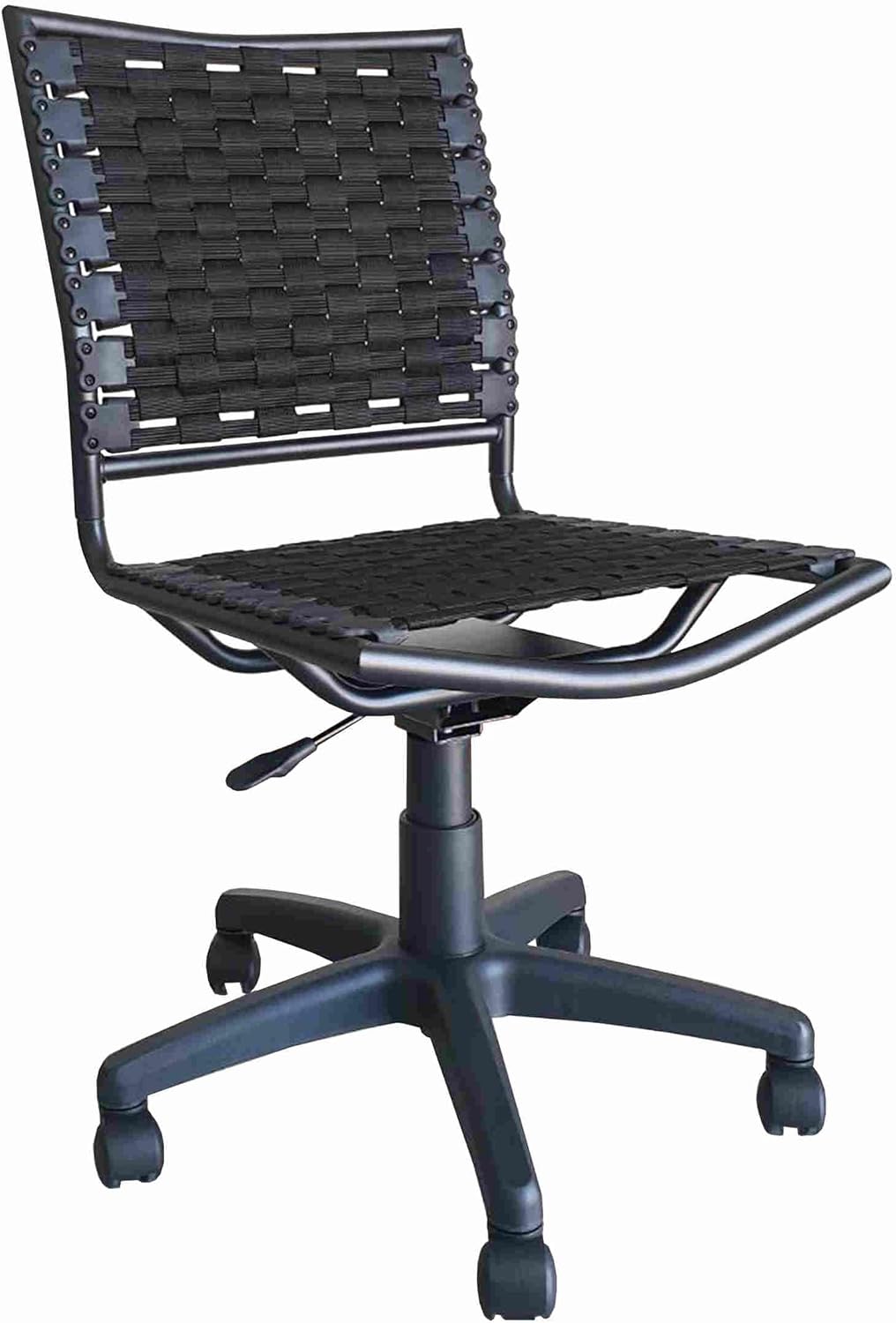 Powder-Coated Steel Frame Ergonomic Office Chair | Black Bungee Desk Chair with Back Support & Heavy-Duty PP Strap - Home & Office Furniture