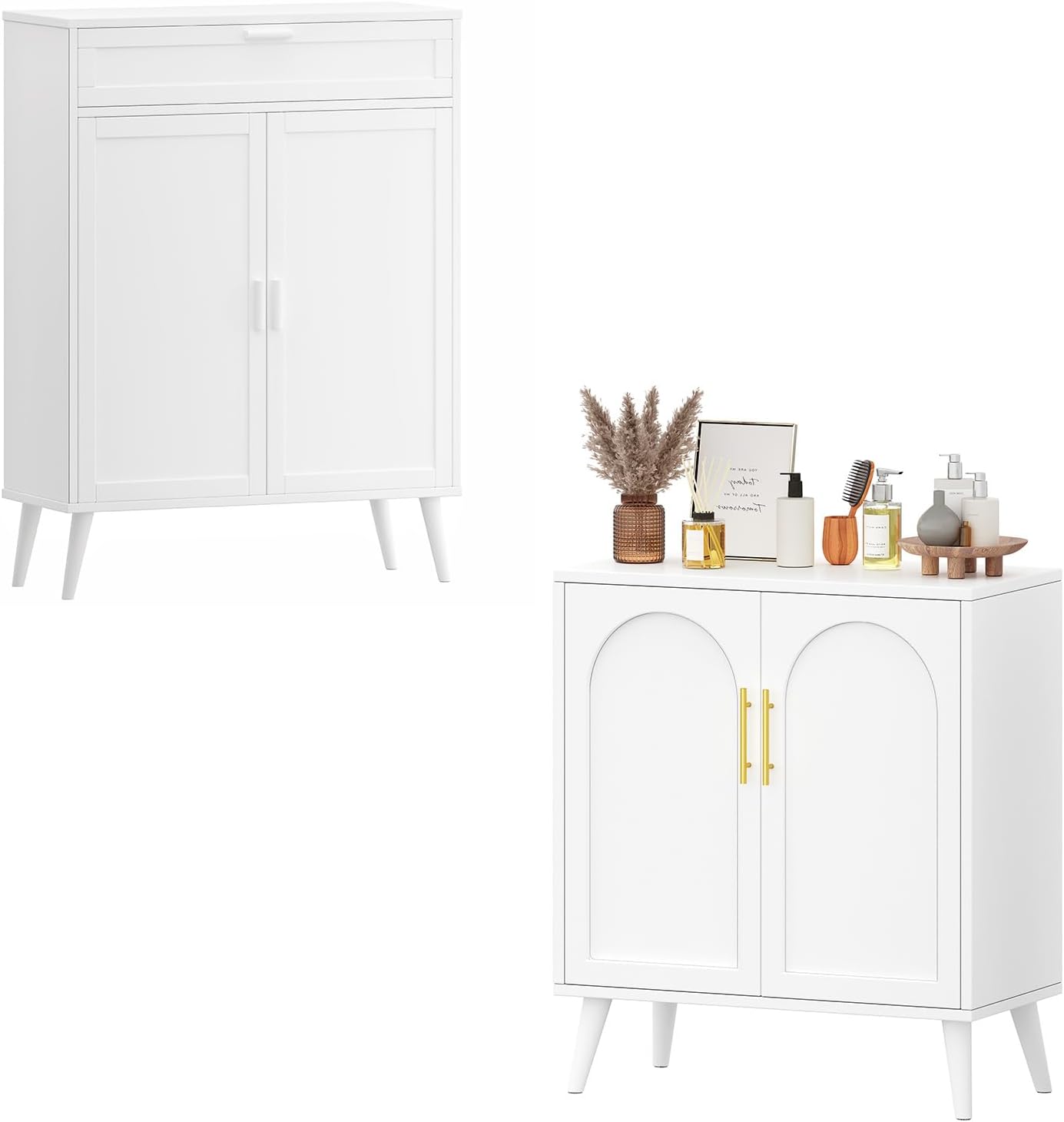 Rovaurx Accent Floor Storage Cabinet with 2 Doors, Modern Sideboard Buffet Cabinet for Living Room, Entryway, Dining Room and Kitchen, White