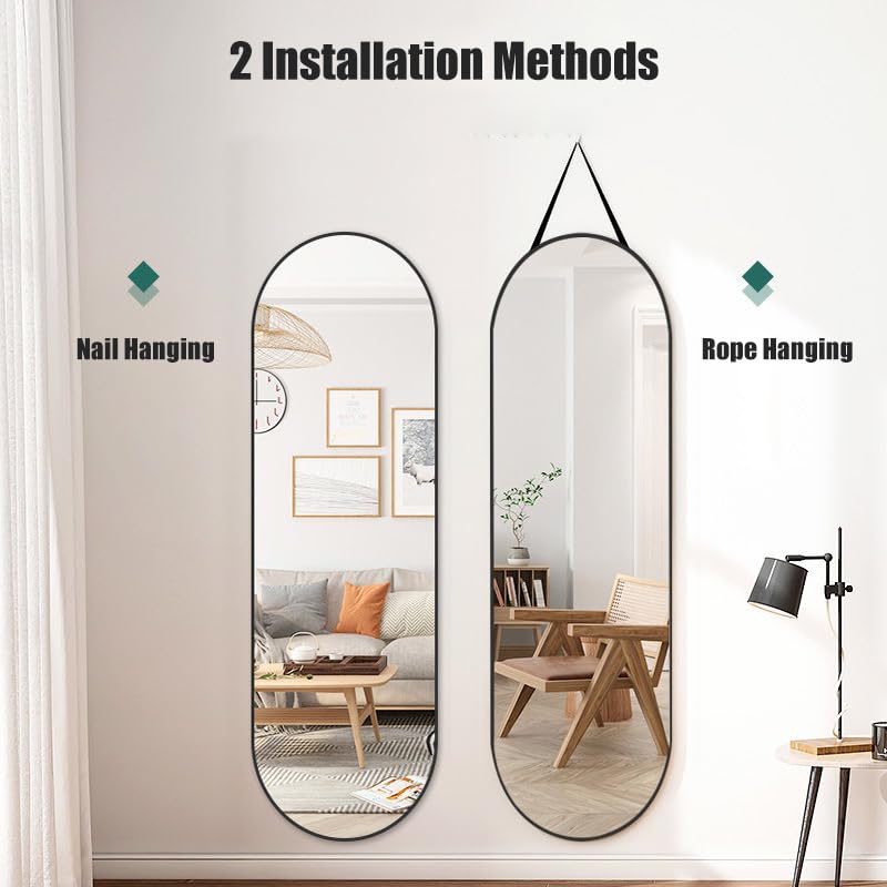 Full Length Mirror Wood Hanging Wall Over The Door Mirror Long Size Body Mirror for Bedroom Living Room
