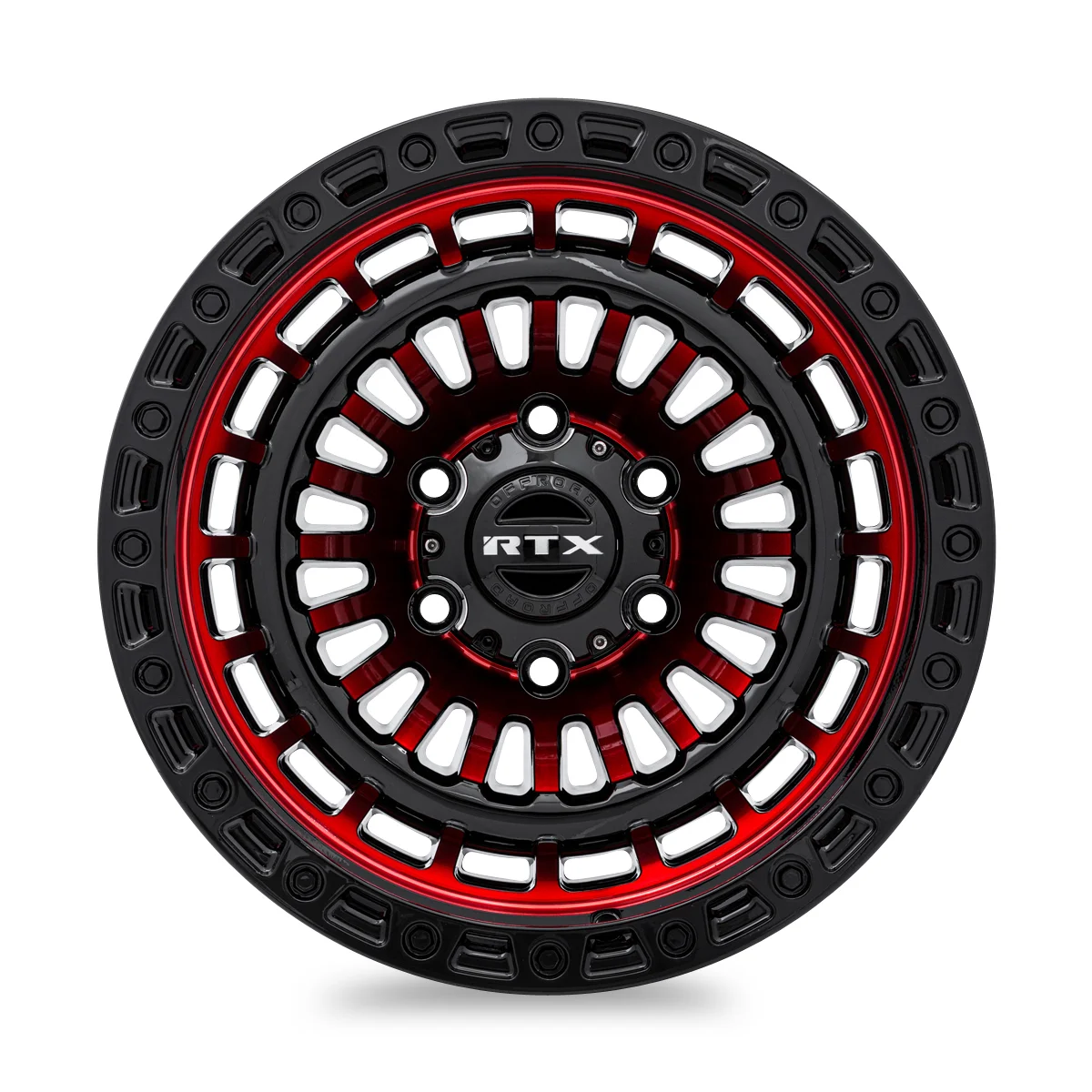 RTX Moab 17x9 5x127 ET-15 CB71.5 Gloss Black Machined Red Wheel