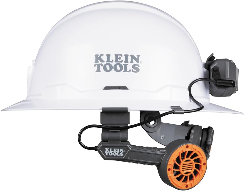 Klein Tools 60523 Dual Cooling Fan for Hard Hats and Safety Helmets, Lightweight, USB-C Rechargeable Fan, Cools Head, Neck, and Face