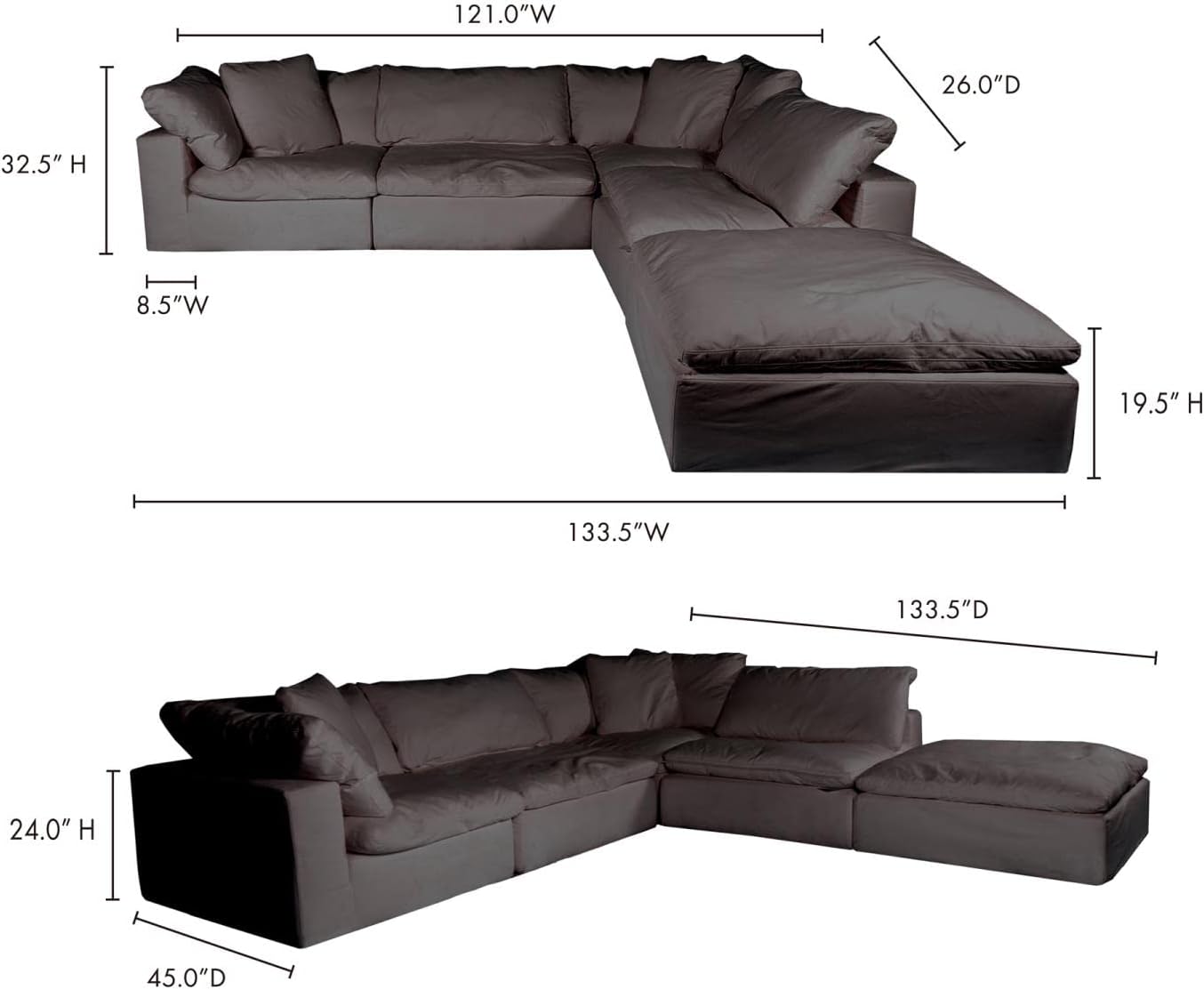 Clay Dream Modular Sectional Performance Fabric Light Grey