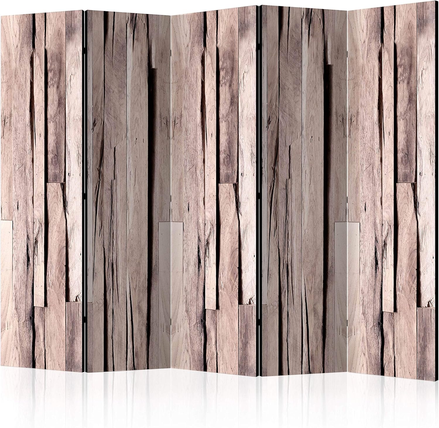 artgeist Acoustic Room Divider Faux Wood 90x68 in - Double-sided Folding Screen Print on Non-woven Canvas Acoustic Foam 5 Panel Home Office Boards f-C-0363-z-c