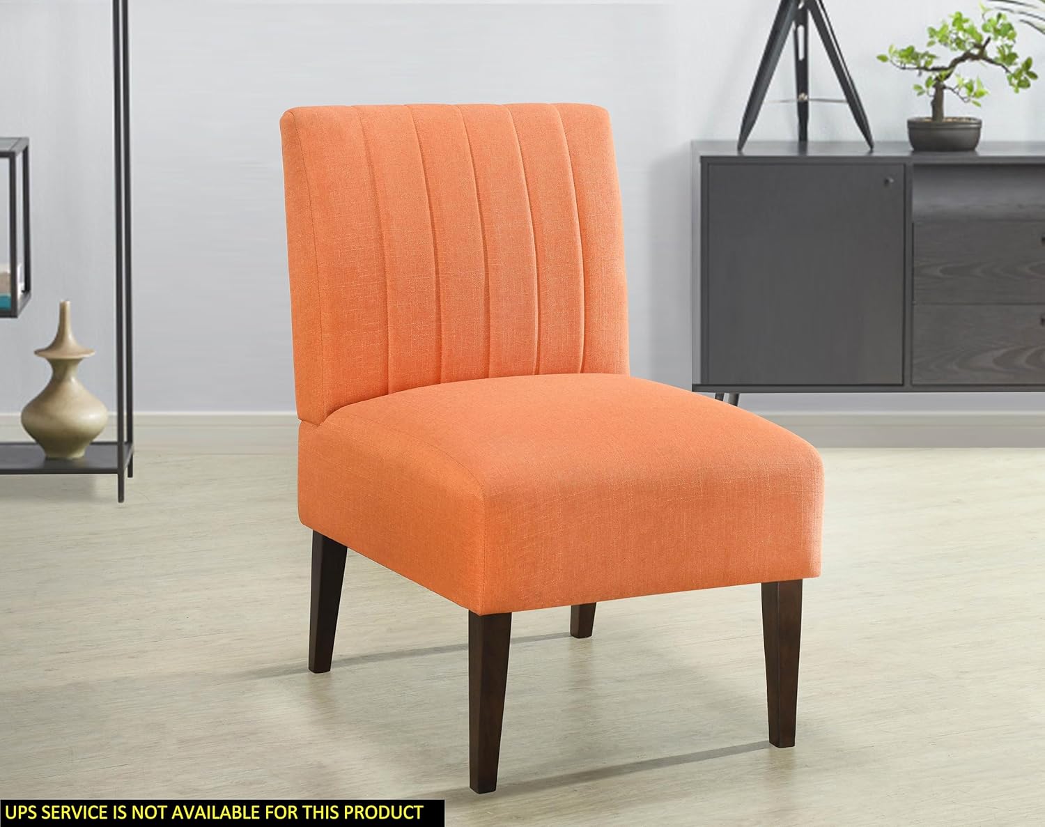 Stylish Comfortable Accent Chair 1pc Orange Fabric Upholstered Plush Seating Living Room Furniture Armless Chair