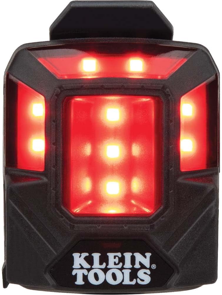 Klein Tools 56063 Rechargeable Safety Light with Magnet, Red, Mounts to Klein Hard Hats and Safety Helmets