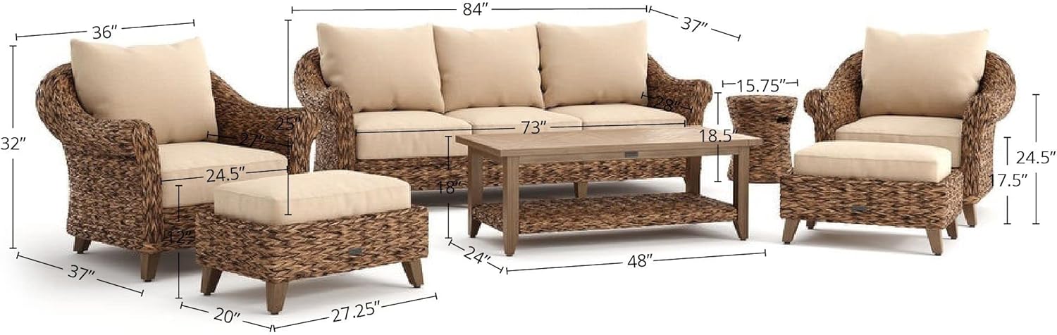 Winston Cayman 8 Piece Seating Set, Heritage Brown