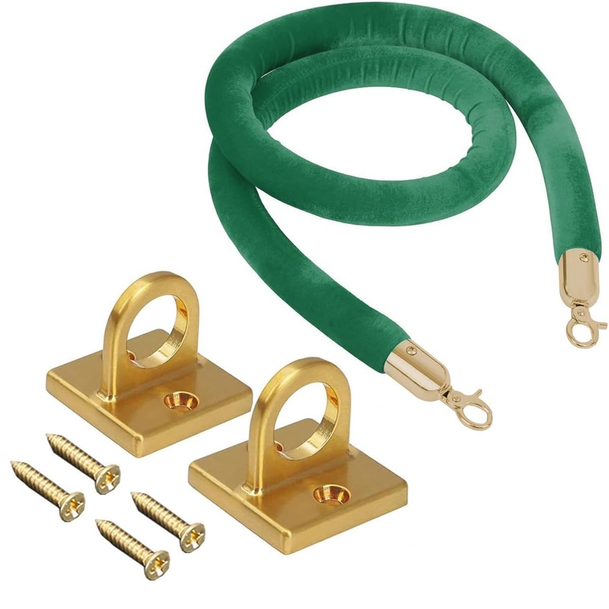 Velvet Rope Wall Mounted, Hanging Barriers Rope with 2 Wall Hooks Kits, Post Stanchion Queue Hanging VIP Rope for Movie Theaters & Red Carpet Event Crowd Control Stanchion Rope, 3Ft-13Ft(B1,2.5m/8ft)