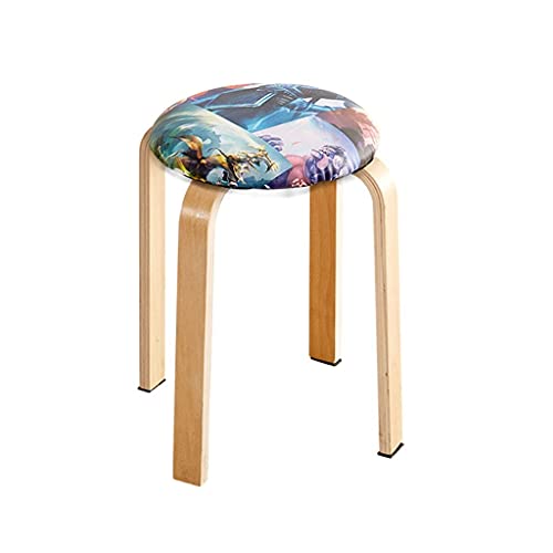 Minimalist Fashion Creative Solid Wood Small Bench Chair Creative Dining Table Stool Adult High Stool Round Stool for Dining/Living Room/Homecasual/Style D