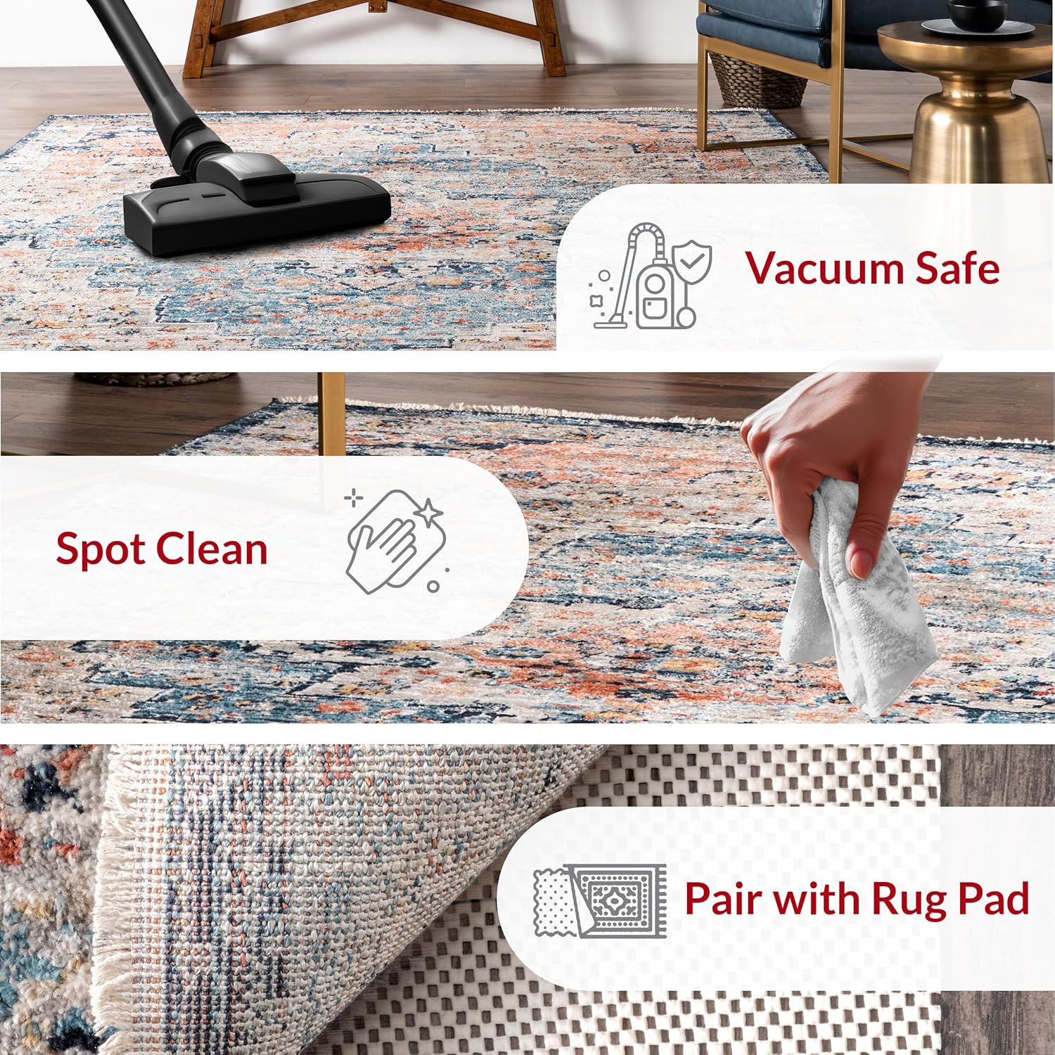 nuLOOM Sawyer Vintage Transitional Area Rug - 5x7 Area Rug Vintage Multi/Ivory Rugs for Living Room Bedroom Dining Room Kitchen