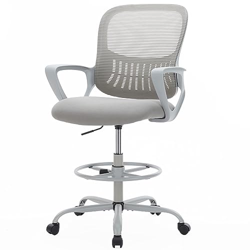 JHK Drafting Chair Tall Office Chair, High Desk Chair Standing Desk Chair Counter Height Mid Back Mesh Office Drafting Chairs with Arms for Home Office