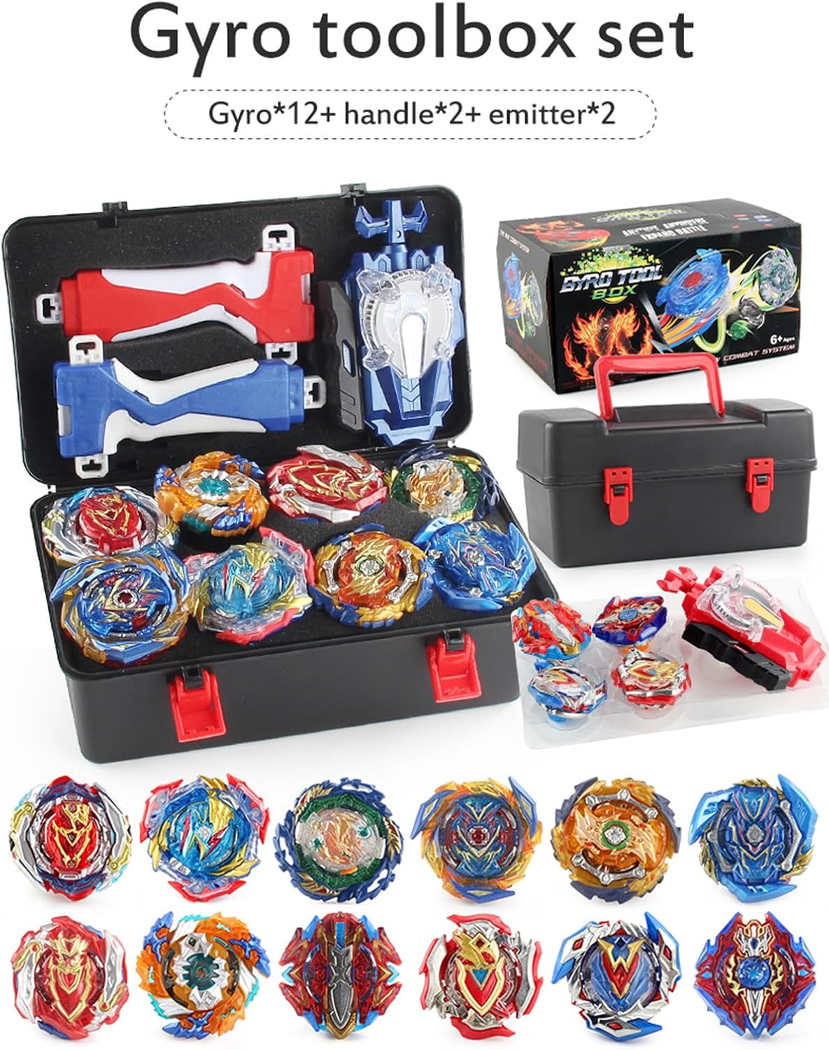 12 Piece bey Battling Burst Gyros Tops 2 Sparking Launcher with 1 Portable Storage Box Set Burst quadrive pro Series Set for Kids Children Christmas Idea Gift.