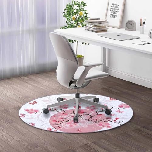 Round Rug 39 in Vintage Chair Mat for Carpet Mandala Under Desk Low-Pile Rug Office Chair Mat with Lip for Carpets