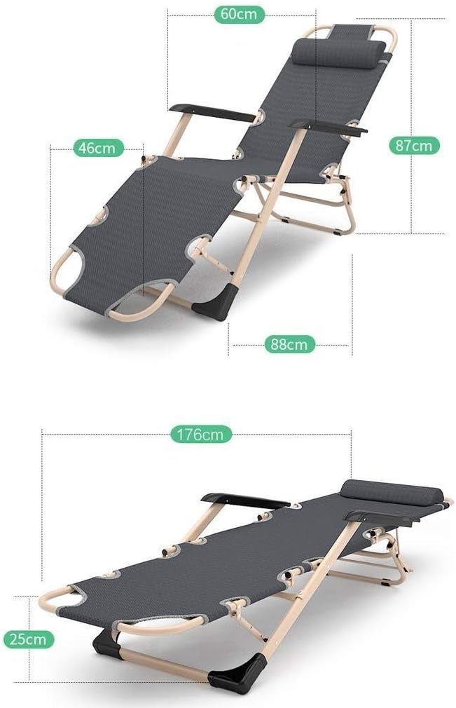 Sun Loungers for Garden, Camping Lounge Chair Folding Bed Chair Summer Simple Portable Office Computer Desk with Headrest Support 200kg Zero Gravity Chairs