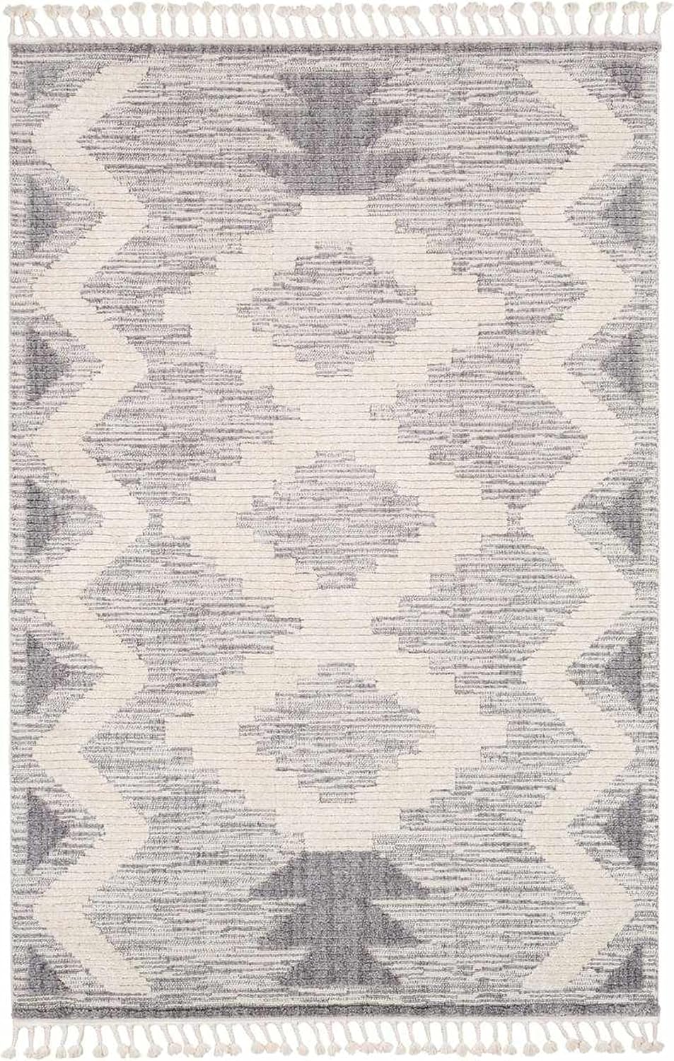 Mark&Day Area Rugs, 5x7 Klijndijk Global Gray/Cream Area Rug, Grey White Carpet for Living Room, Bedroom or Kitchen (5'3