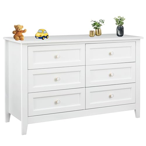 Solid Wood Spray-Painted Buffet Sideboard Cabinet, Kitchen Storage Cabinets with Retro Round Handle and Birch Legs, Buffet Table Coffee Bar Wine Bar Storage Cabinet for Living&Dining Room